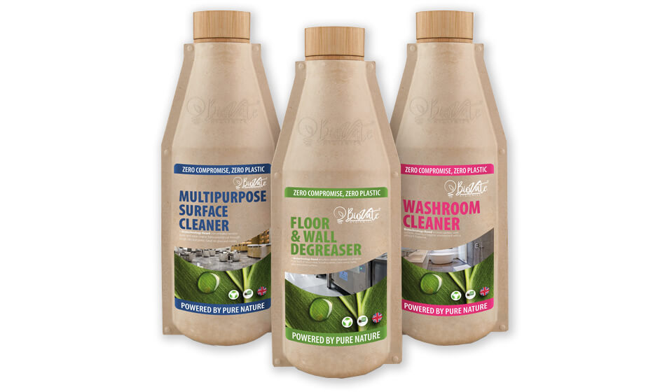 Biovate Hygienics launches Zero Compromise, world first plastic free bottles for Commercial Cleaning Products