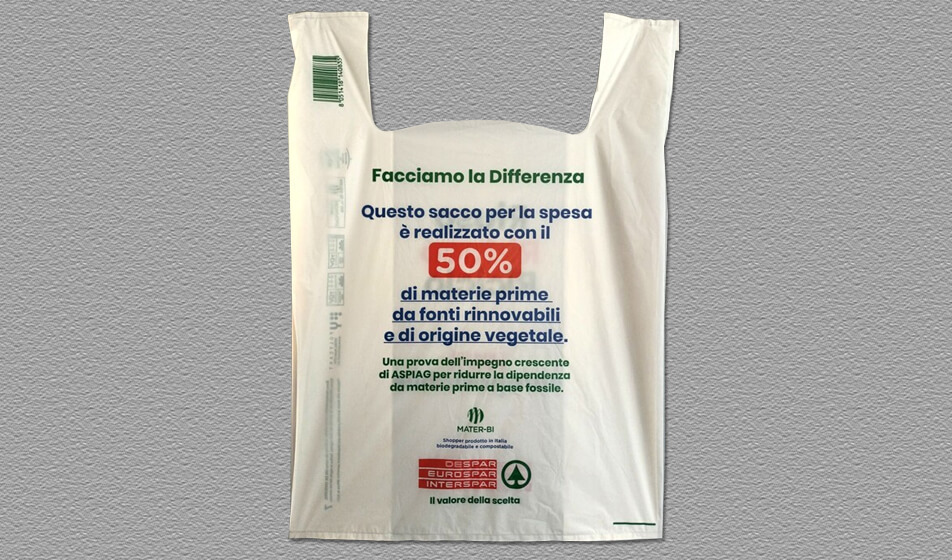 Despar, le shopper ora sono compostabili con il 50% di materia prima da fonti rinnovabili